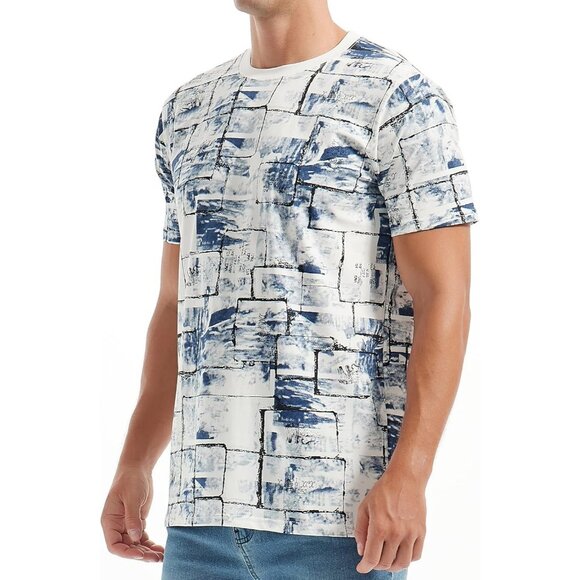 Men White Hipster Hip Hop Short Sleeve Print T Shirt Casual Streetwear Style - Picture 3 of 5